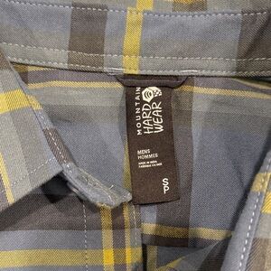 Mountain Hardwear Men's Blue and Yellow Plaid Shirt